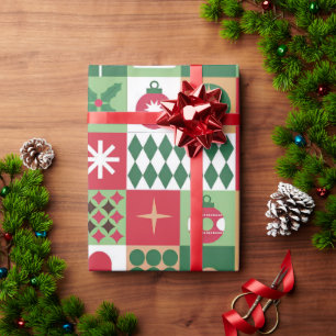 Papel De Presente Grade de Ícones de Natal Coloridos Temáticos