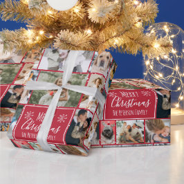 Papel De Presente Grade vermelha de floco de neve do Natal 10 fotos