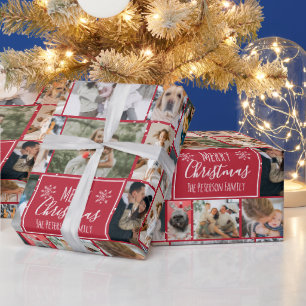 Papel De Presente Grade vermelha de floco de neve do Natal 10 fotos