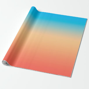 Papel De Presente Gradient ombre coral blush beige azul-claro, borra