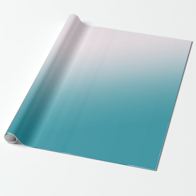 Papel De Presente Gradiente Branco e Teal (Desenrolado)