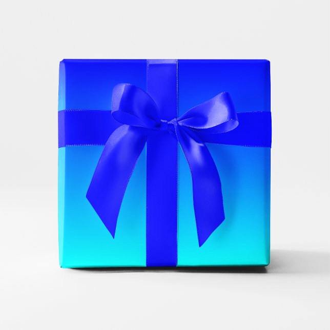 Papel De Presente Gradiente de Aqua para Azul (Aqua to Blue Gradient Wrapping Paper)