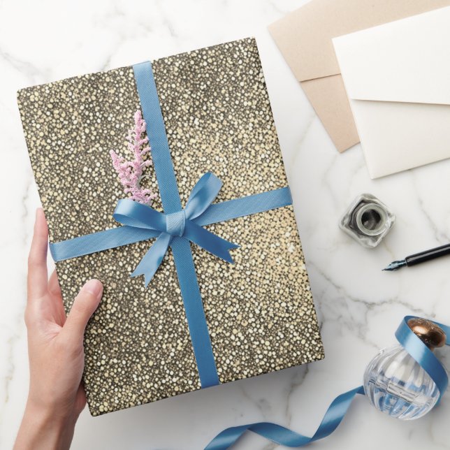 Papel De Presente Gradiente de Brilho Dourado de Areia Espumante (Presentear)