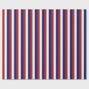 Papel De Presente Gradiente de Listras Patrióticas Vermelho Branco e