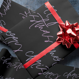Papel De Presente Gradiente Feliz Natal Belo Onyx Elegante
