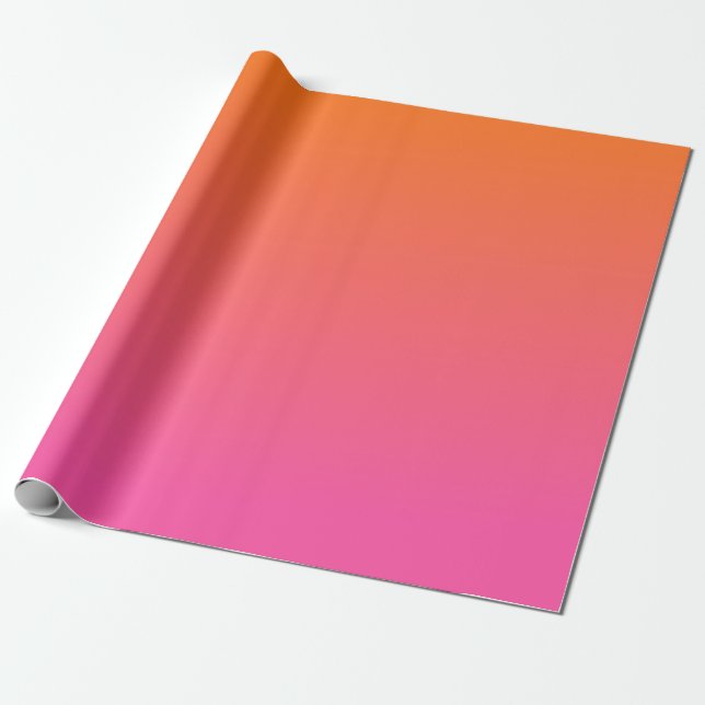 Papel De Presente Gradiente Laranja e Rosa (Desenrolado)