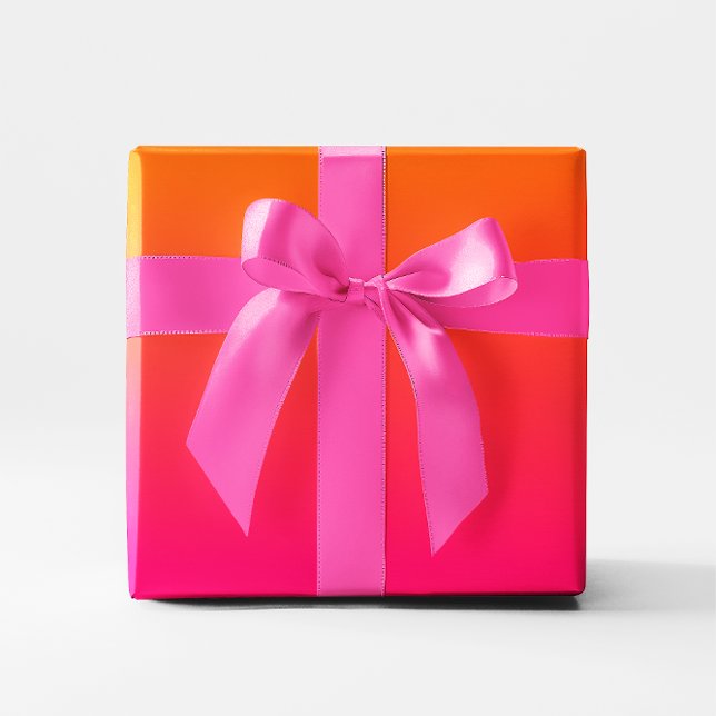 Papel De Presente Gradiente Laranja Fúcsia (Fuchsia Orange Ombre Gradient Wrapping Paper)