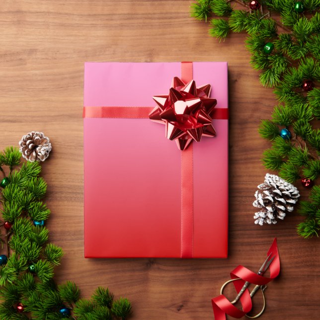 Papel De Presente Gradiente Ombré Rosa Vermelho #2 (Presente de Natal)