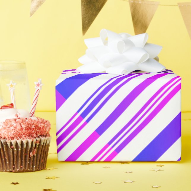 Papel De Presente Gradiente Rosa e Banhas Azuis em Branco (Festa de aniversário)