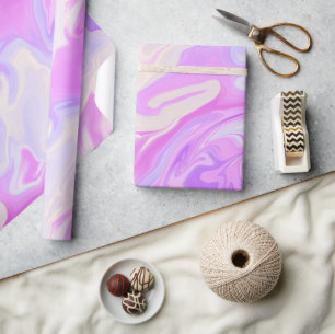 Papel De Presente Gradiente Roxo-Rosa e Iridescente Marble