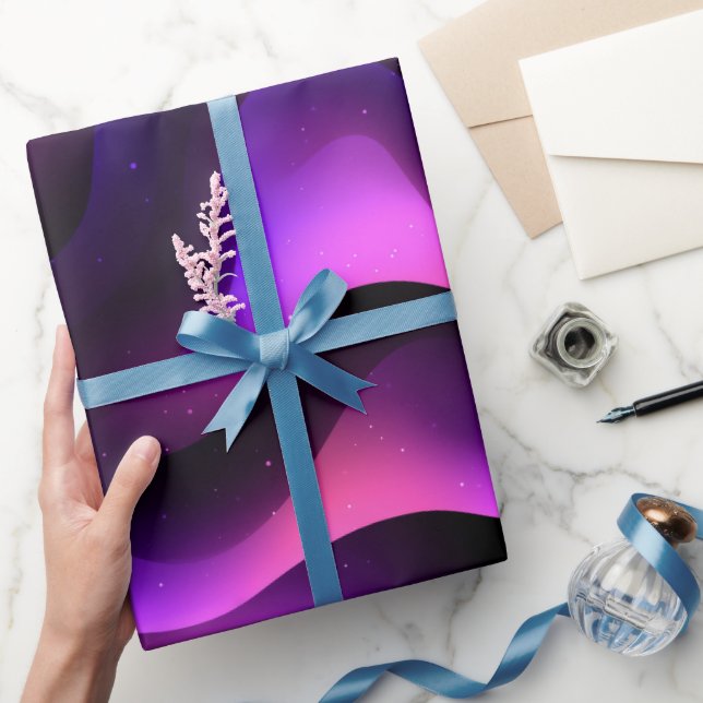 Papel De Presente Gradiente Roxo Rosa Fusão Escuro Padrão Abstrato (Presentear)