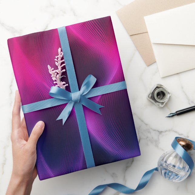 Papel De Presente Gradiente Roxo Rosa Fusão Escuro Padrão Abstrato (Presentear)
