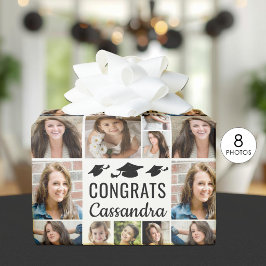 Papel De Presente Graduação 8 Colagem de Fotos Parabéns Nome