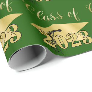 Papel De Presente Graduação CLASSE Dourada Metálica DE 2021 Verde