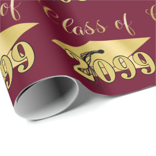 Papel De Presente Graduação CLASSE Dourada Metálica DE 2021 Wrap
