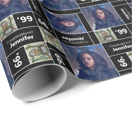 Papel De Presente Graduação de Fotos Quadrada Ano Preto