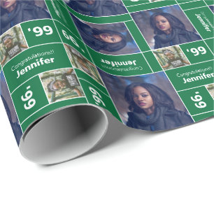 Papel De Presente Graduação de Fotos Quadrada - Ano Verde