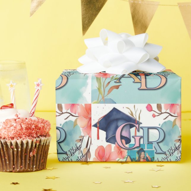 Papel De Presente Graduação de Imagem de Aquarela (Festa de aniversário)