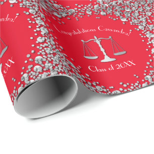 Papel De Presente Graduação de Lawyer School Silver Red