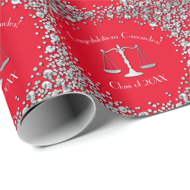 Papel De Presente Graduação de Lawyer School Silver Red (Ponta do rolo)