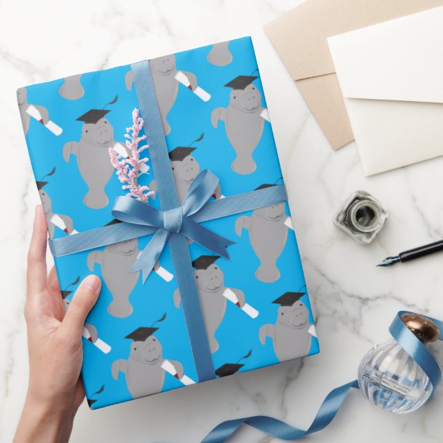 Papel De Presente Graduação de Manatee Animal Divertido (Presentear)