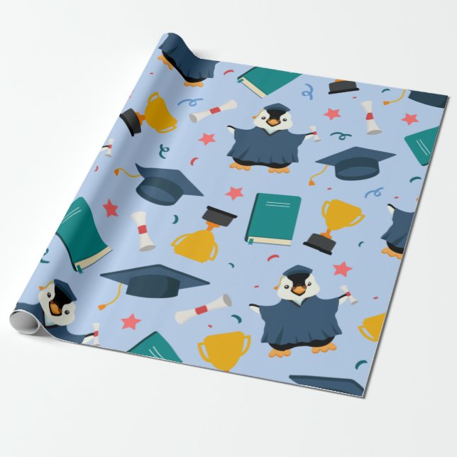 Papel De Presente Graduação de pinguim (Desenrolado)