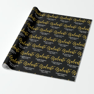 Papel De Presente Graduação do Nome do Formando Dourado Preto-forman