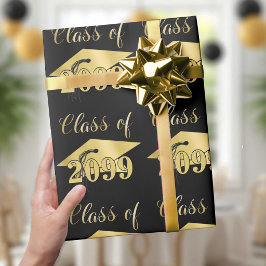 Papel De Presente Graduação Dourado Metálico Ano da Turma Editável P