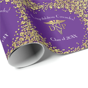 Papel De Presente Graduação em Prática de Enfermagem Roxo Dourado
