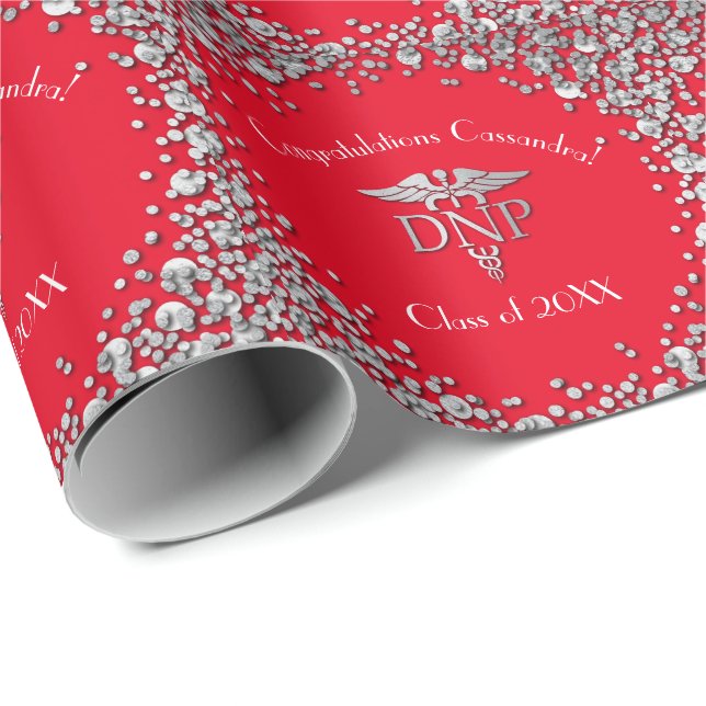 Papel De Presente Graduação em Prática de Enfermagem Vermelho Prata (Ponta do rolo)