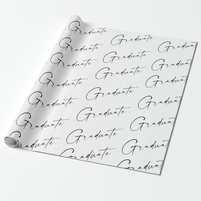 Papel De Presente Graduação em Rota Moderna Preta e Branca  (Desenrolado)