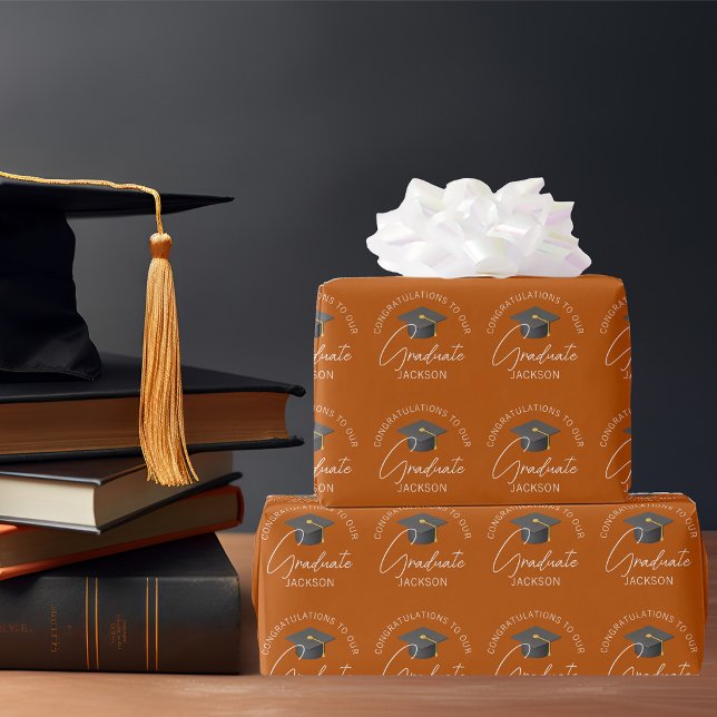 Papel De Presente Graduação Laranja Queimado Personalizada (Criador carregado)