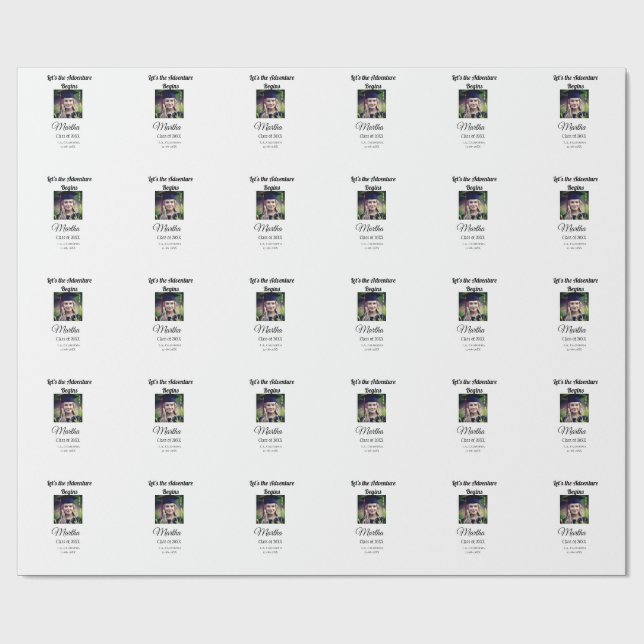 Papel De Presente Graduação parabéns adicionar nome foto cidade data (Aberto)