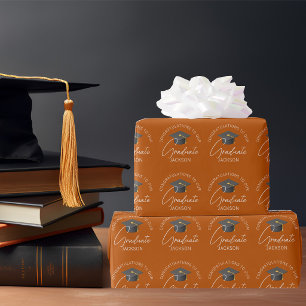 Papel De Presente Graduação Personalizada do Formando Laranja Queima