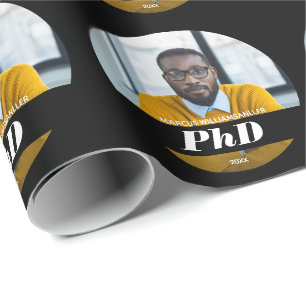 Papel De Presente Graduação Preta do Nome do Grau de PhD
