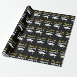 Papel De Presente Graduação Preto Branco e Dourado Nome Mestrado