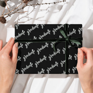 Papel De Presente Graduação Simples Preto e Branco Festa de format