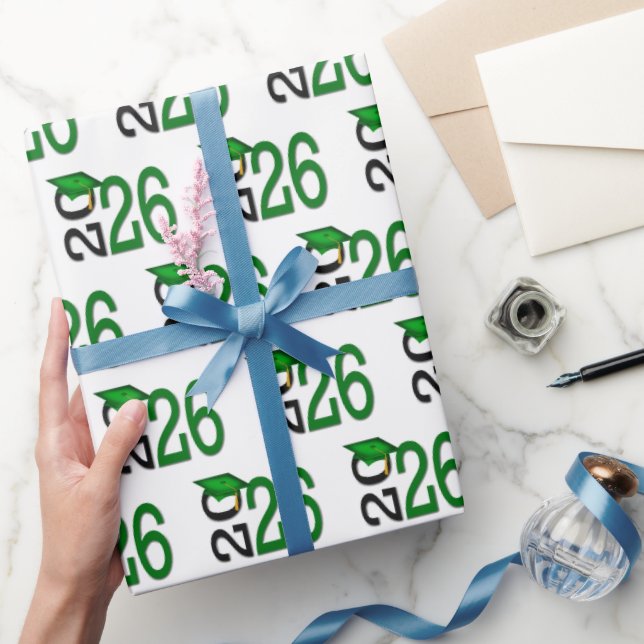 Papel De Presente Graduação Verde e Preto 2025 (Presentear)