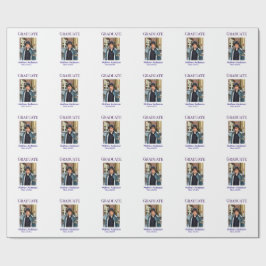 Papel De Presente Graduation photo name class of 20XX blue simple bo