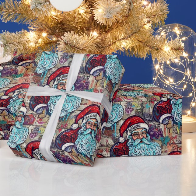Papel De Presente Graffiti Santa Christmas Wrapping Paper (Feriados)