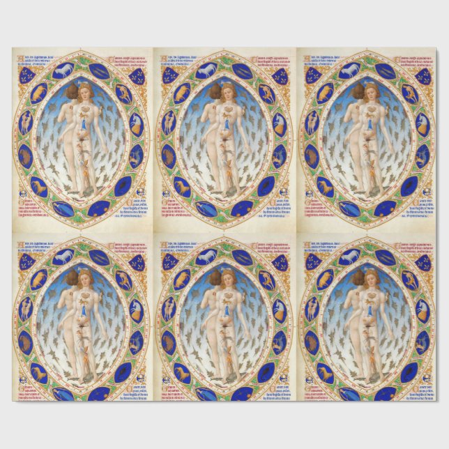 PAPEL DE PRESENTE GRÁFICO ANTIGO ASTROLOGIA E SINAIS ZODIACAIS (Aberto)