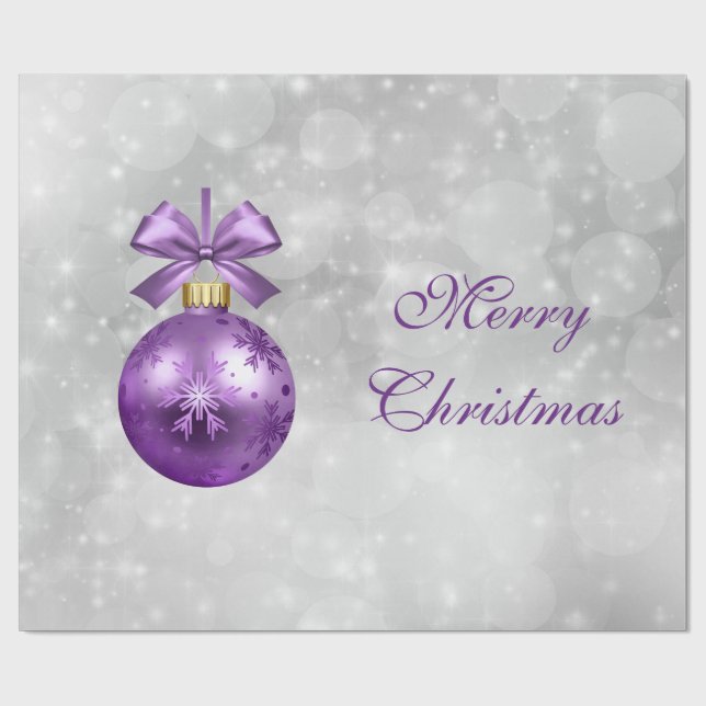 Papel De Presente Gráfico bonito Purple Shiny Christmas Bauble (Aberto)