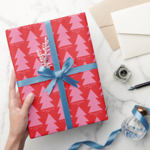 Papel De Presente Gráfico da árvore de Natal rosa-rosa moderna