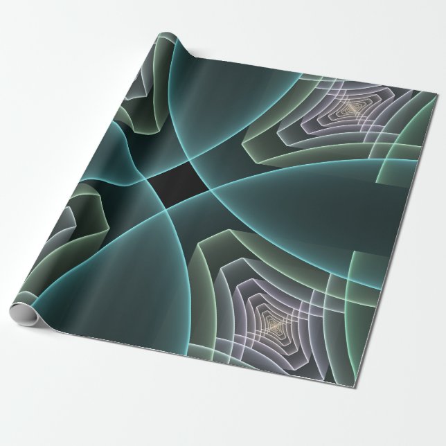 Papel De Presente Gráfico de Arte Geométrica Teal Moderna (Desenrolado)