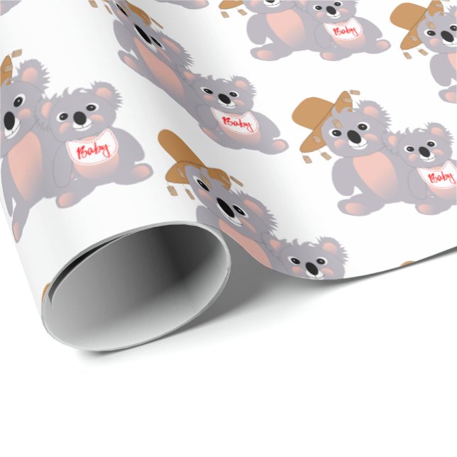 Papel De Presente Gráfico de Urso Koala Australiano (Ponta do rolo)