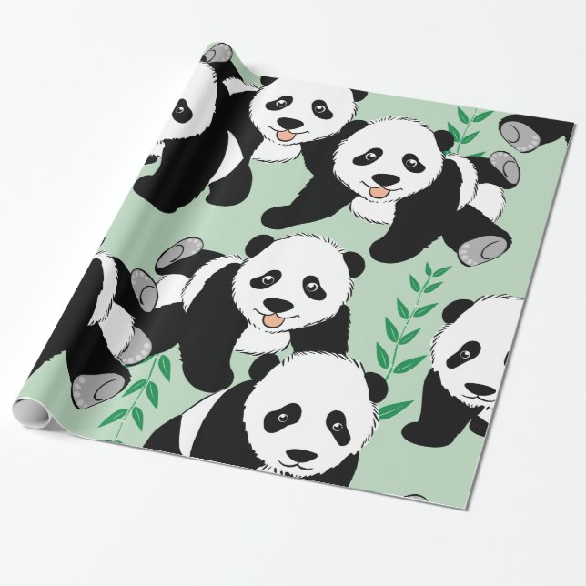 Papel De Presente Gráfico de Ursos de Panda (Desenrolado)