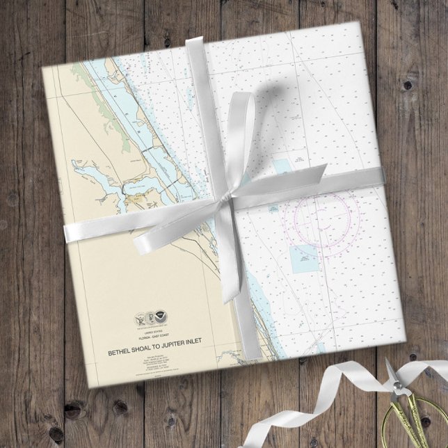 Papel De Presente Gráfico náutico Autenticado ⚓ Flórida 🌊 (🌊⚓Florida Authentic Nautical Chart Wrapping Paper
)