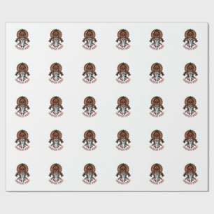 Papel De Presente Gráficos de Gravura de Guerreiro de Halloween Vint