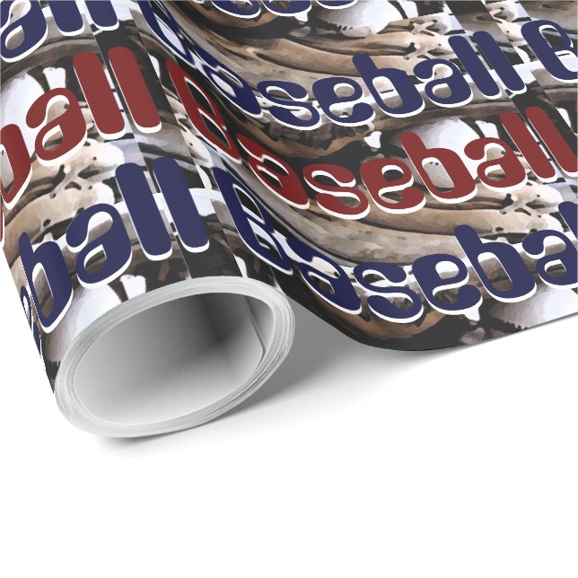 Papel De Presente Gráficos de luva e bola de beisebol (Ponta do rolo)