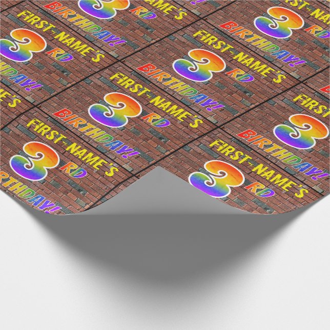 Papel De Presente Grafite Arco-Íris, ANIVERSÁRIO DE 3 ANOS! Nome & p (Ponta)